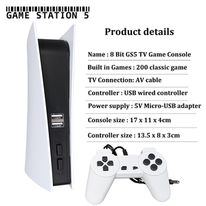 เกมสเตชั่น5คอนโซลวิดีโอเกมที่มี200คลาสสิก + 2 USB ควบคุมแบบมีสาย8bit GS5ทีวีรวมเกมย้อนยุคเอาท์พุท AV - Product Image 5
