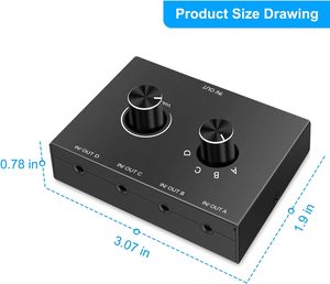 <strong>4</strong>*Ports 3.5mm Stereo Audio Switcher <strong>4</strong> Way Stereo Audio Selector <strong>4</strong> <strong>Input</strong> <strong>1</strong> <strong>Output</strong> /<strong>1</strong> in <strong>4</strong> Out Audio Splitter with Volume Control - Product Image 6