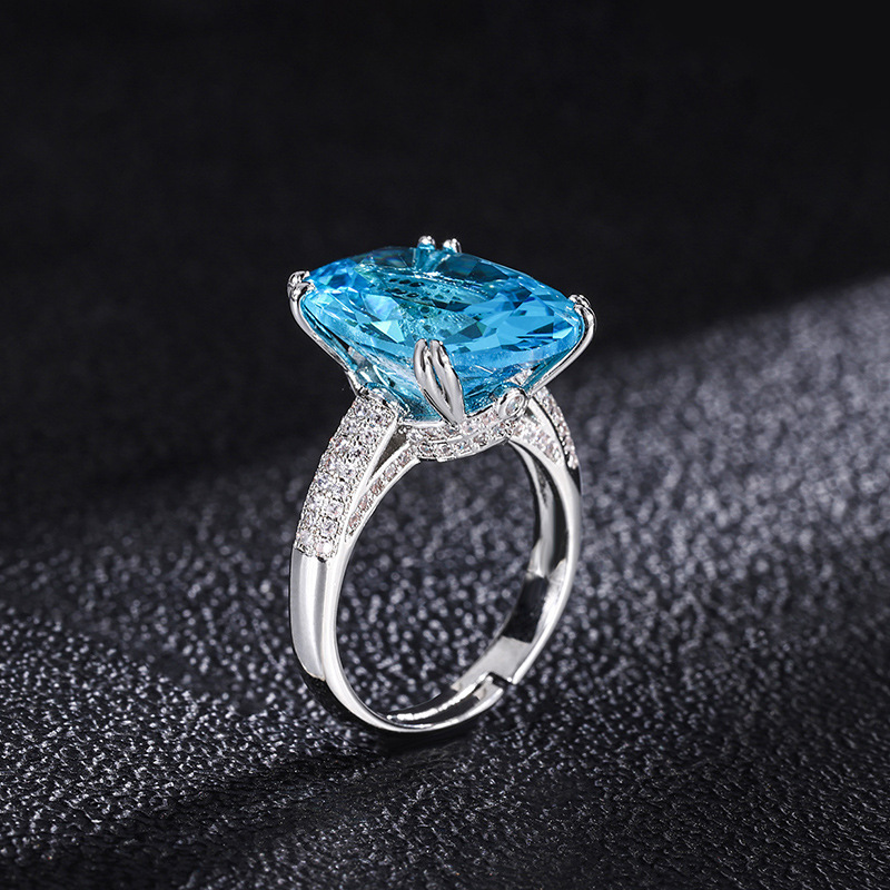 Bague aigue-marine taille ouverte