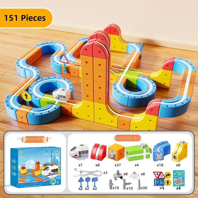 Set di piste magnetiche multi-forma 151 pezzi - con 1 auto