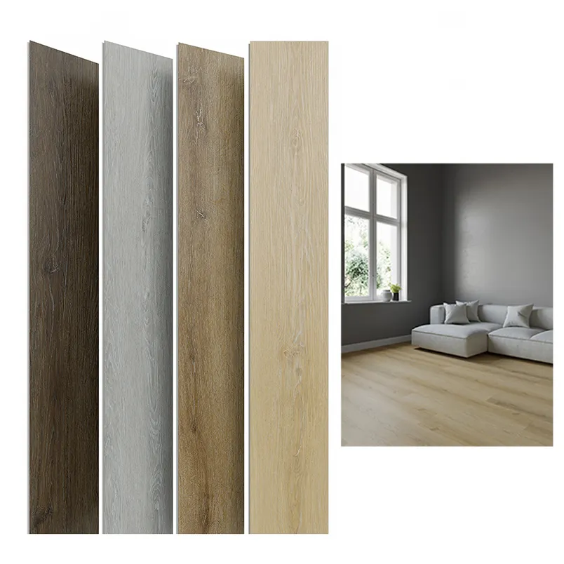 Suelo de tablones de vinilo de estilo madera entrelazado SPC impermeable para interiores, baldosas de parquet con bloqueo de clic