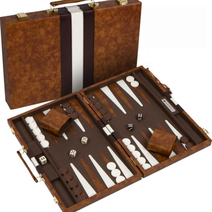 Tùy Chỉnh Da Hoa Chắp Vá Backgammon Cầm Tay Cờ Vua Backgammon Sang Trọng Da Bàn Cờ Với Dice PU Hộp Trò Chơi Thiết Lập - Product Image 3