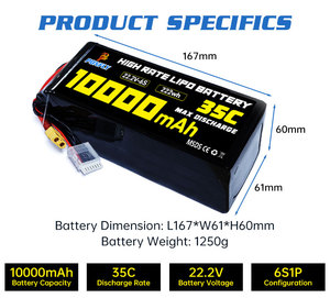 PONFLY высокопроизводительный Аккумулятор для дрона с распылителем на 10000 мАч 6S 22,2 V 8S 12S35C <span class=keywords><strong>Lipo</strong></span> аккумулятор для самолета Vtol RC FPV UAV Drone - Product Image 2