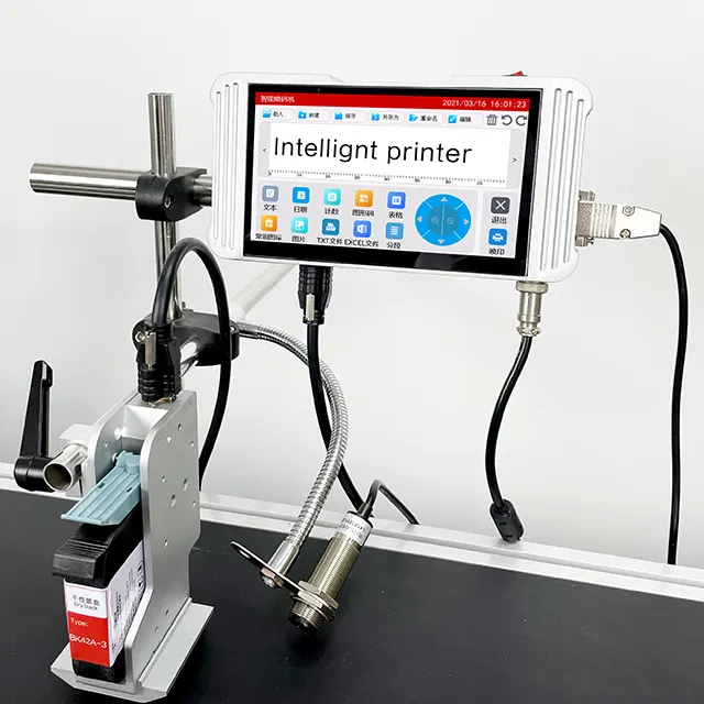 Máquina de codificación de pantalla táctil de 7 pulgadas, impresora de inyección de tinta automática Industrial con cartucho de tinta Uv para botellas, frascos de Metal de dibujos animados