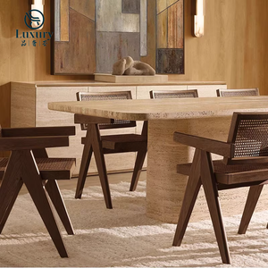 Sang trọng hiện đại hình chữ nhật ngoài trời travertine bàn ăn vườn đá cẩm thạch bàn ăn - Product Image 4
