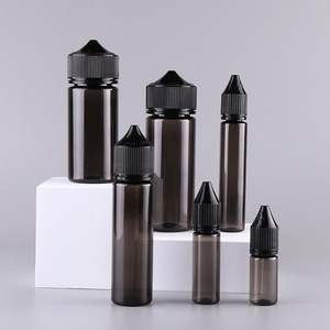 Customized New Transparent Black 10ml 15ml 30ml 50ml 60ml 100ml 120ml Plastic Pet Essential Oil <strong>Juice</strong> V3 Squeeze Dropper Bottle - Product Image 2