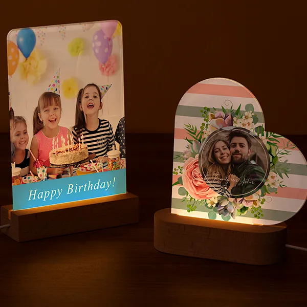 PYD Vida Personalizado Sublimação Acrílico Led Photo Frame Noite Lâmpada Picture Frame Display Photo Stand Holder foto moldura luz