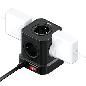 Regleta de viaje con enchufe de extensión inteligente, Protector Universal contra sobretensiones, 5 salidas, USB-C - Product Image 3