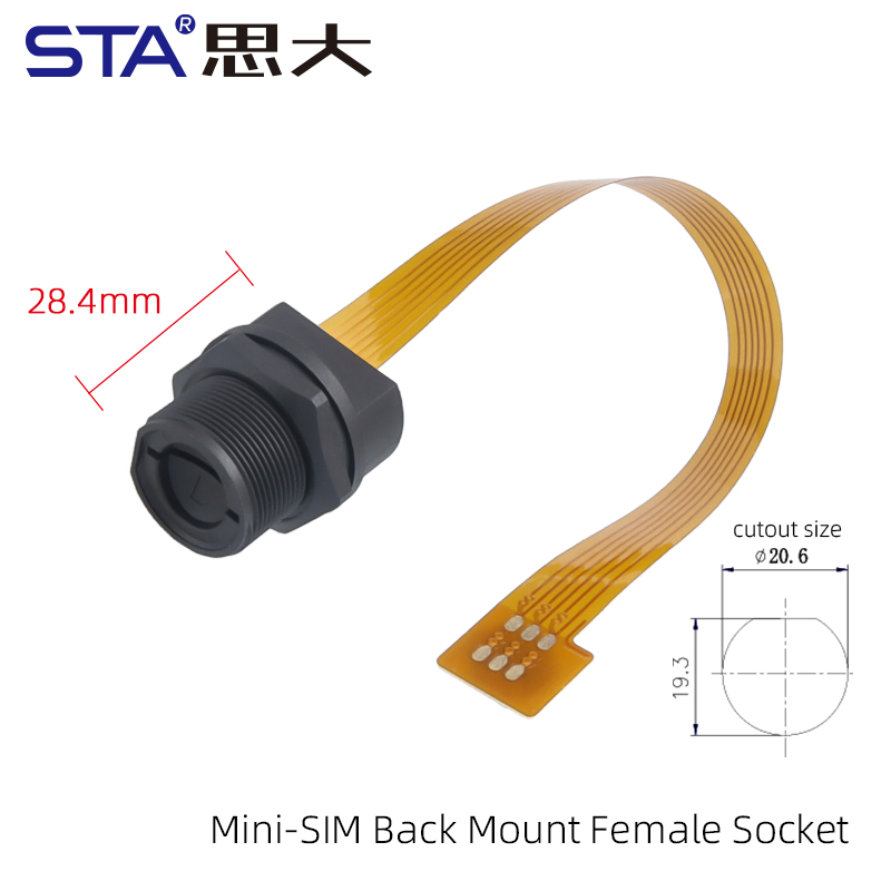 Mini-SIM Back Mount Female Socket