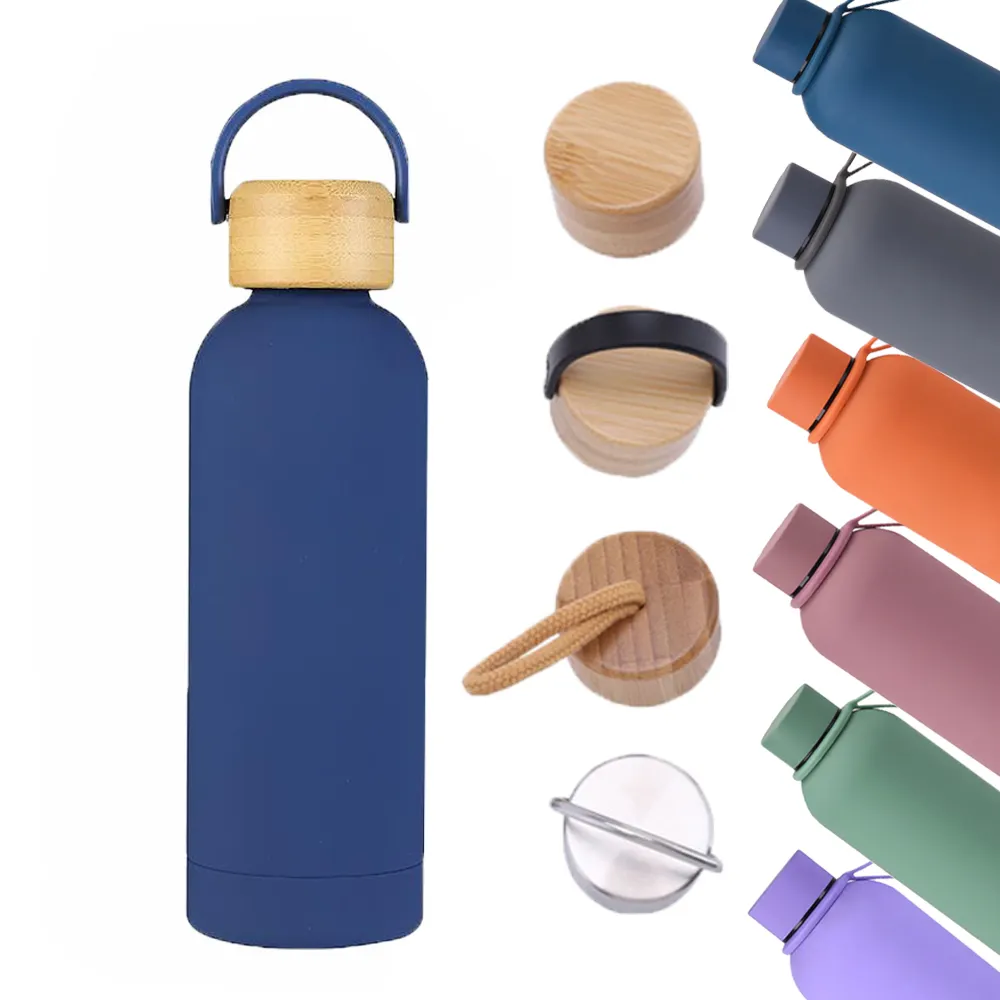 Factory Price 500ML Thermal Flask Drink Sports Water Bottle Small Mouth Stainless Steel Insulated Water Bottle with Bamboo Lid