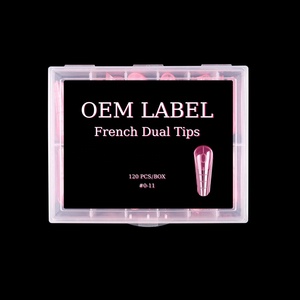 BQAN 11 boyutu kısa orta pembe yanlış tırnak oluşturucu jel uzatma kalıpları İpuçları çift formları özel Logo basın tırnak ipuçları - Product Image 6