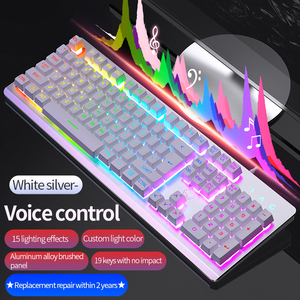Teclado multimedia K002 con activación por voz, teclas de operación, atajo, personalizado, de colores, para juegos