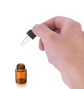 价格便宜1毫升2毫升3毫升5毫升分钟琥珀色玻璃滴管瓶带黑色瓶盖 - Product Image 1