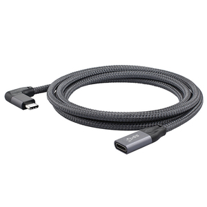 90 องศา USB C ชาย USB C หญิงไนลอนถัก Thunderbolt 4 ขั้วต่อข้อมูลสายชาร์จสนับสนุน 20Gbps ความเร็วในการถ่ายโอน - Product Image 1