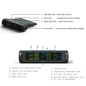 Sistema Inteligente de control de presión de neumáticos para coche, TPMS, energía Solar, pantalla LCD, USB, alarma de seguridad, Sensor de presión de neumáticos - Product Image 4