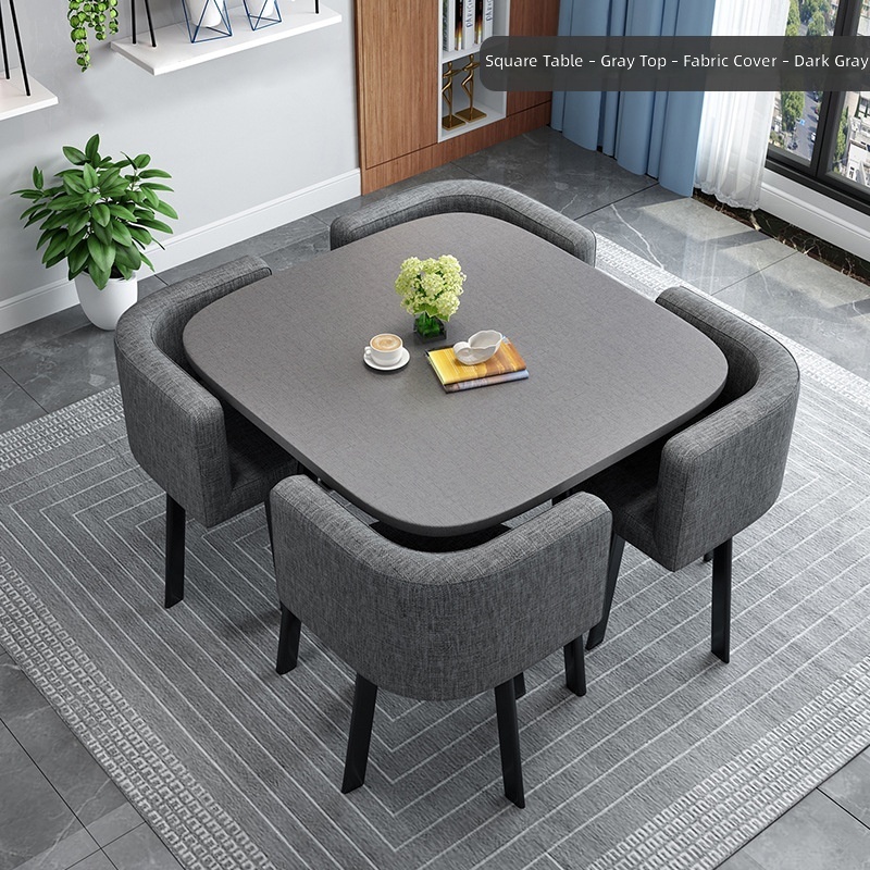 Mesa cuadrada gris de 80 cm - Tela gris oscuro