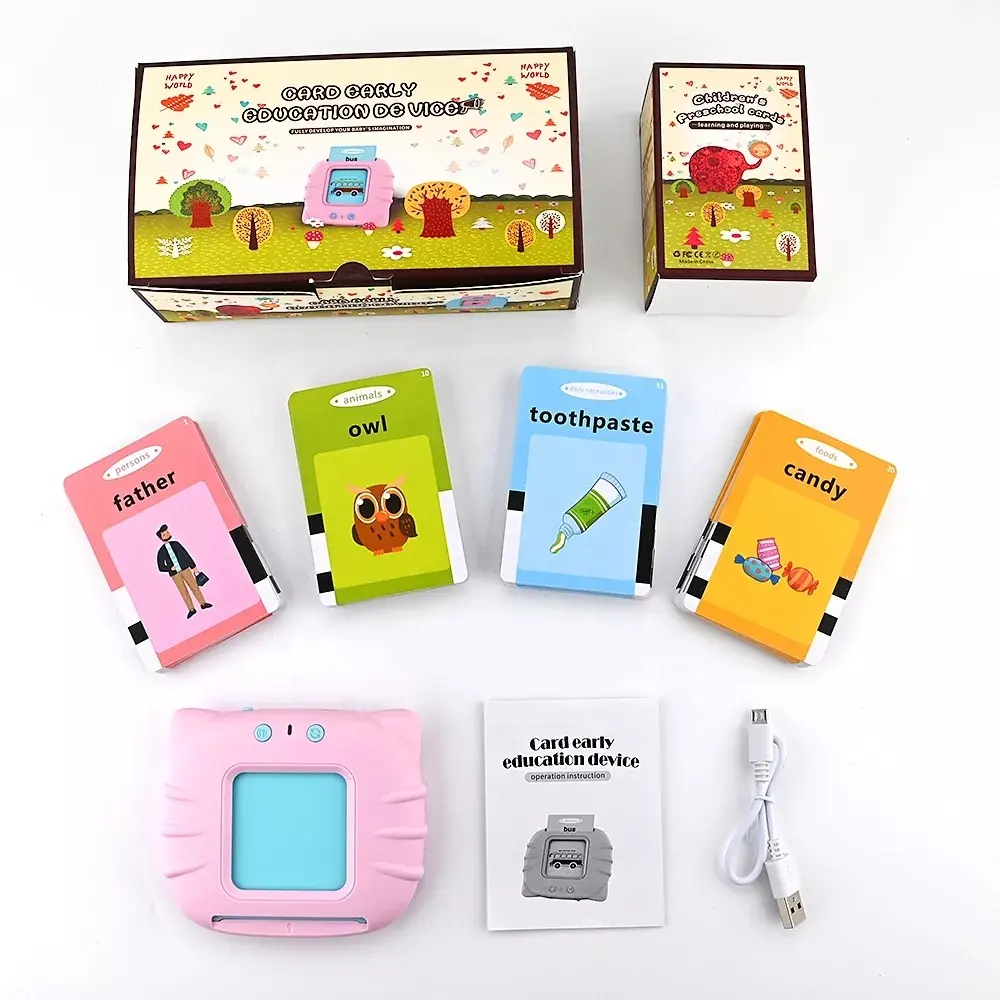 Flashcards personalizados falando brinquedo 255 cartões 510 palavras 112 cartões 224 palavras Inglês Espanhol Árabe Alemão vietnamita OEM ODM pequeno MOQ