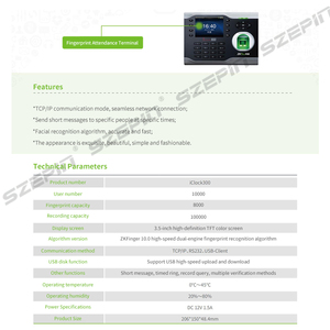 Iclock300 Biometric Fingerprint <strong>Access</strong> <strong>Control</strong> and Time Attendance Device <strong>System</strong> Price of Fingerprint <strong>Machines</strong> 3000 Templates - Product Image 6