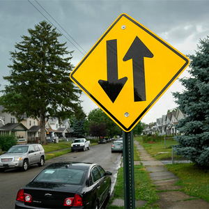 Customized High Quality Caution Road Safety Signs Reflective Two-<strong>way</strong> lane Traffic Safety Road <strong>Way</strong> Warning Signs For Outside - Product Image 6