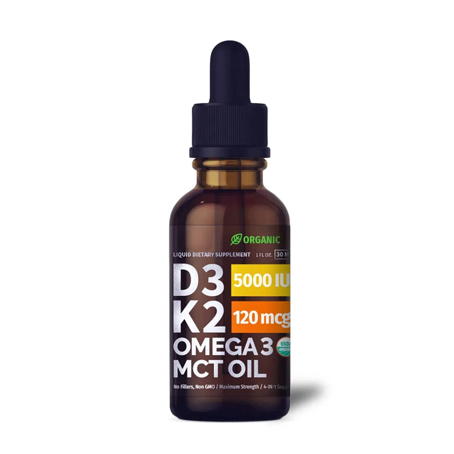 Suplemento orgánico de vitamina D3 10000 IU, gotas de vitamina D3 + K2, soporte para huesos fuertes, saludable, fuerza máxima, líquido sublingual, gotas D3