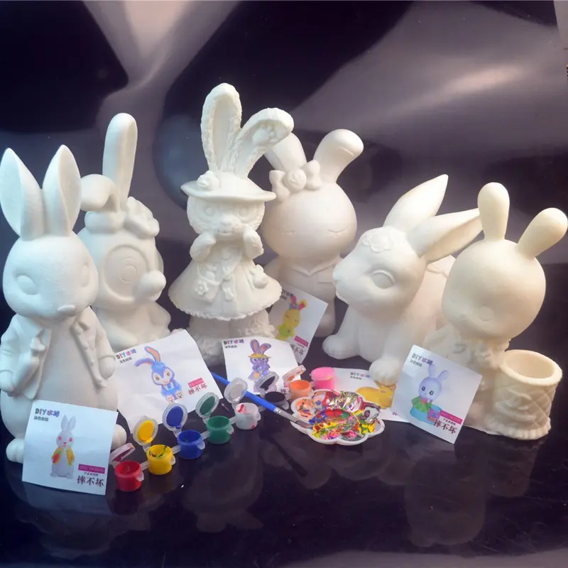 New Zodiac Rabbit Graffiti Kaninchen Dekoration Färbung DIY Zeichnung Cute Cartoon Rabbit White Embryo Model Toy