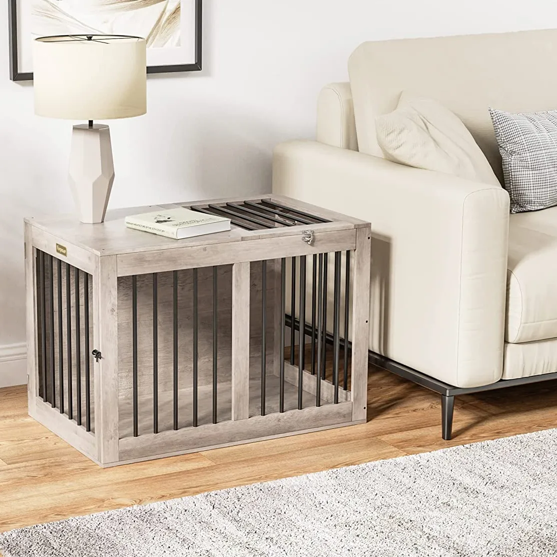 Modern Decorative End Table Furniture Style Dog Crate Indoor Wooden Dog Kennels with Double Doors
