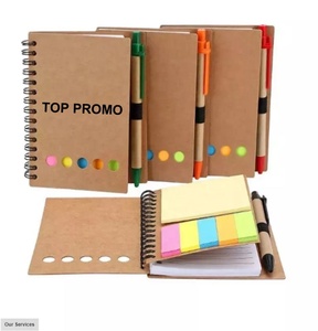 2025 nuevo juego de bloc de notas con forro de espiral de Bolsillo de papel Kraft personalizado con bolígrafo en soporte fabricante de páginas de notas adhesivas de colores - Product Image 2