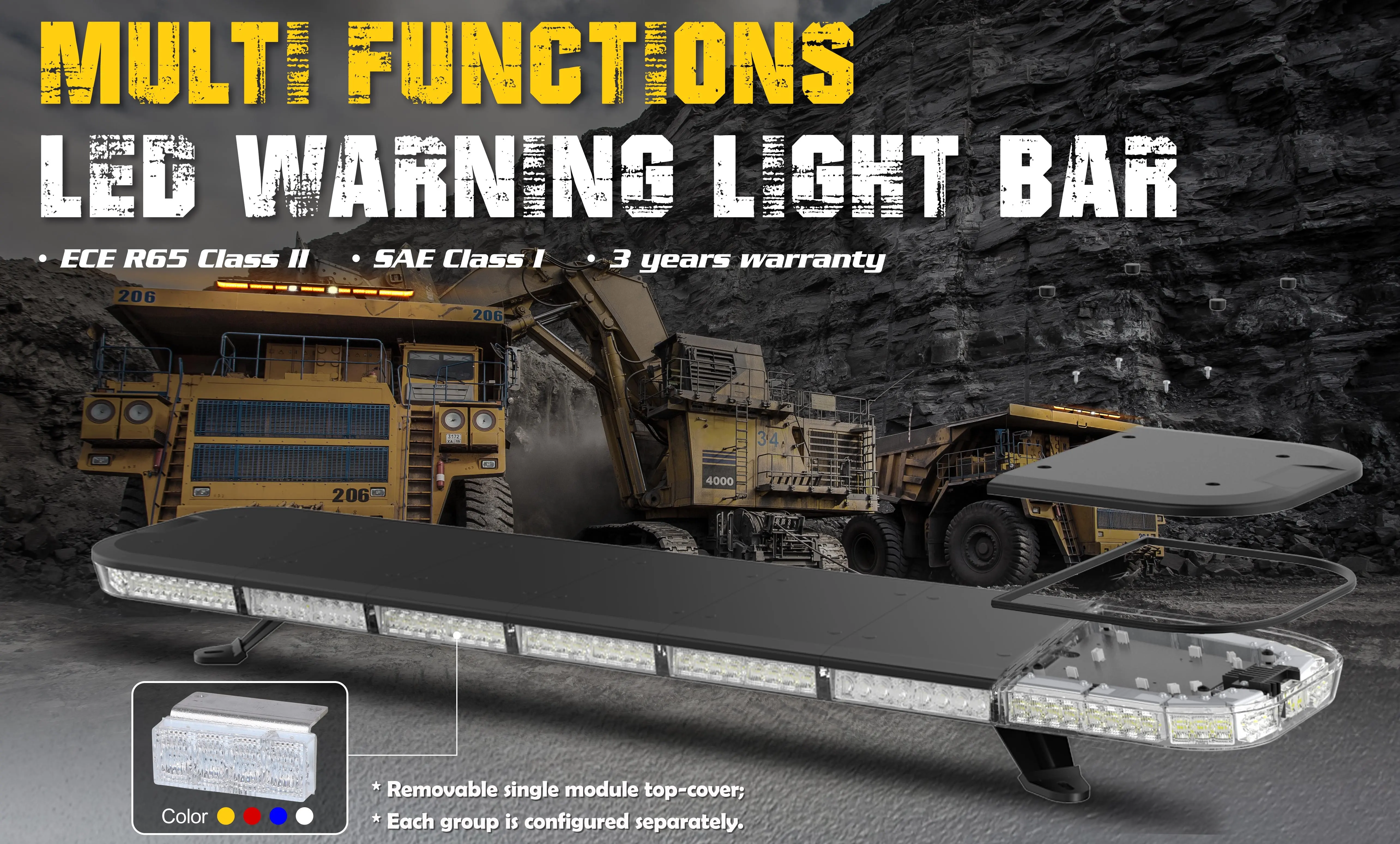 47'' High Visibility Strobe Lights Safety Vehicles Emergency Light Bar R65 Ambulance Light Bar With Traffic Advisor Function