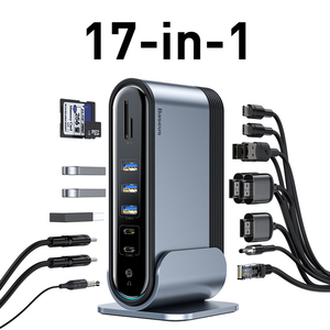 Workstation 17 in 1 Three-screen Different Display Multi-function Type-C HUB Docking Station (EU) - Product Image 2
