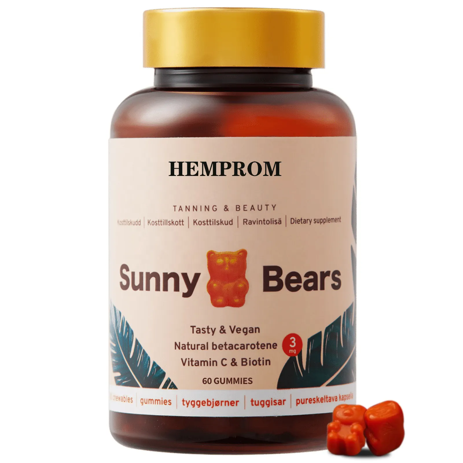 Supporto abbronzante Gummies orso vitamine con Beta Carotene rame licopene selenio zinco per il sistema immunitario ti meritate grande abbronzatura