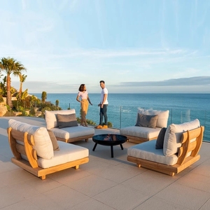 Tất cả thời tiết ngoài trời Vườn Gỗ Tếch sofa đặt sân thượng kết hợp giải trí biệt thự không thấm nước rắn gỗ sofa Patio Bộ đồ nội thất - Product Image 3