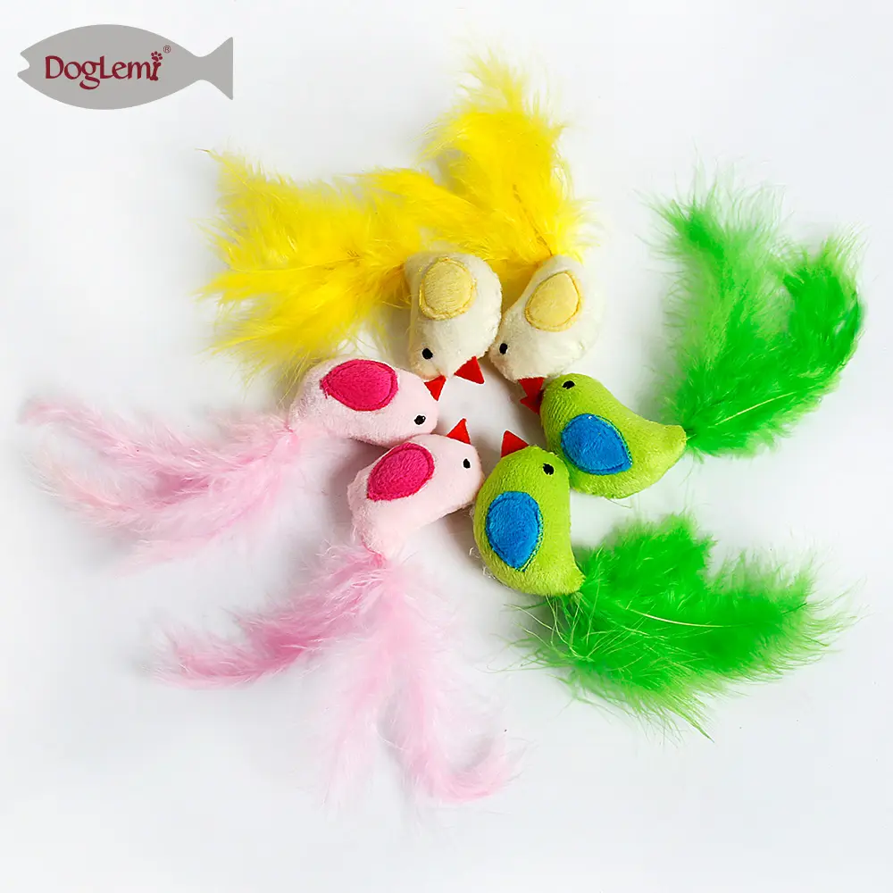 Natuur Kattenkruid Kat Speelgoed Vogel Veer Huisdier Kitten Play Toy 3 Kleuren Mix