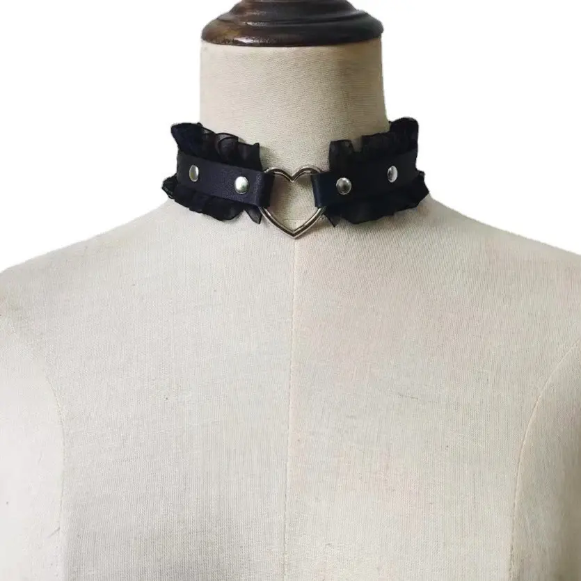 Kalung Choker kulit PU renda Punk trendi 4 warna untuk wanita perhiasan kalung kerah BDSM lingkaran Gotik Harajuku