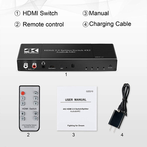 4x2 HDMI de Audio 2,0 y arco interruptor 4 en 2 conmutador HDMI Splitter con 3,5mm L/R Coaxial puerto óptico con Control remoto IR - Product Image 3