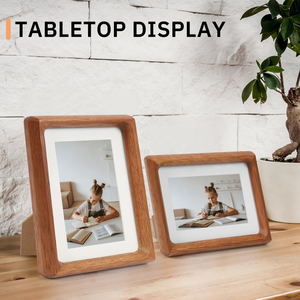 2枚セット環境にやさしい8x10ナチュラルウッド写真フレーム5x7ディスプレイとマットマルチ写真壁卓上装飾 - Product Image 2