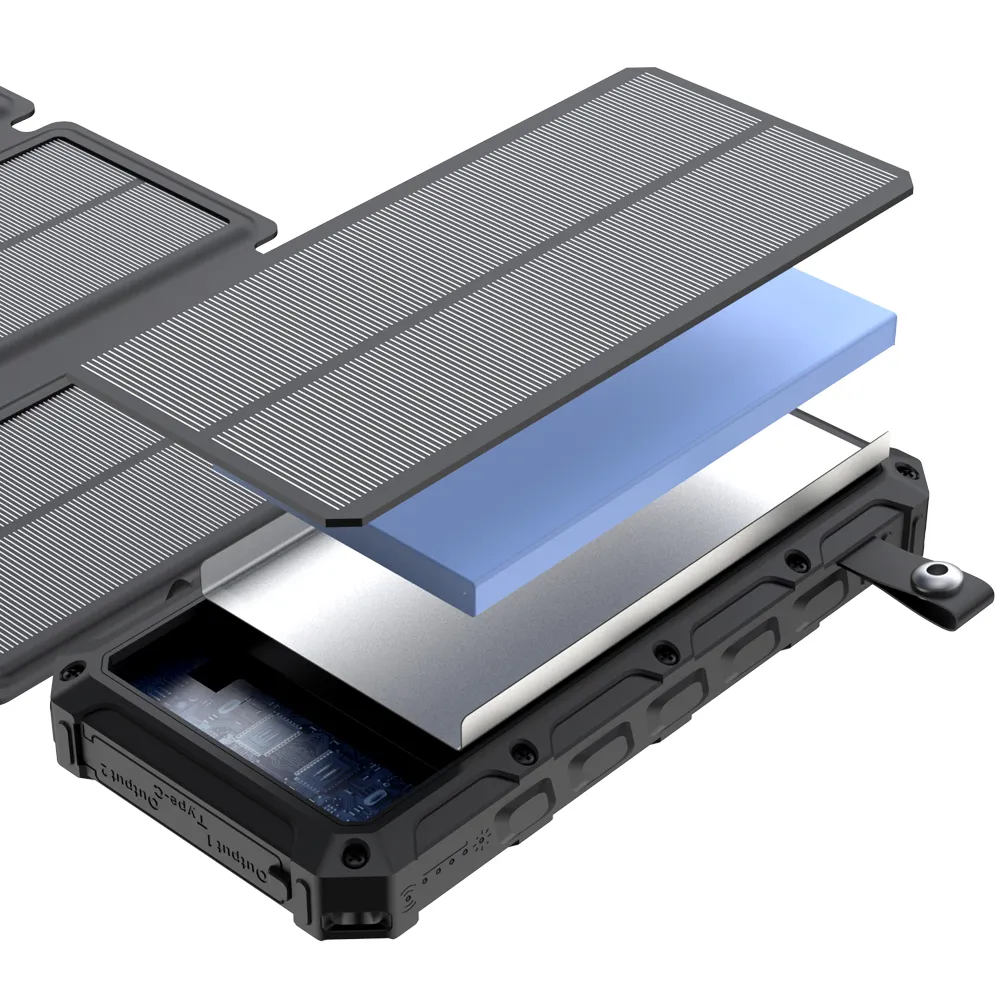 Складной внешний аккумулятор на солнечной батарее для телефона, 10000 мАч, портативное зарядное устройство, зарядное устройство со светодиодным индикатором, зарядные устройства, аккумуляторы и блоки питания
