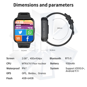 2023 inç tam yuvarlak büyük ekran SIM kart yuvası ile akıllı saat Android 2.08 4G 4GB RAM 64GB ROM WiFi GPS 4G akıllı saat qq - Product Image 2