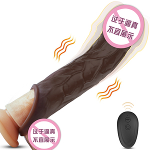 Silicone Nam Dương Vật Extender rung dildo bao cao su điều khiển từ xa đồ chơi tình dục cho nam giới tái sử dụng TPE dildos - Product Image 1