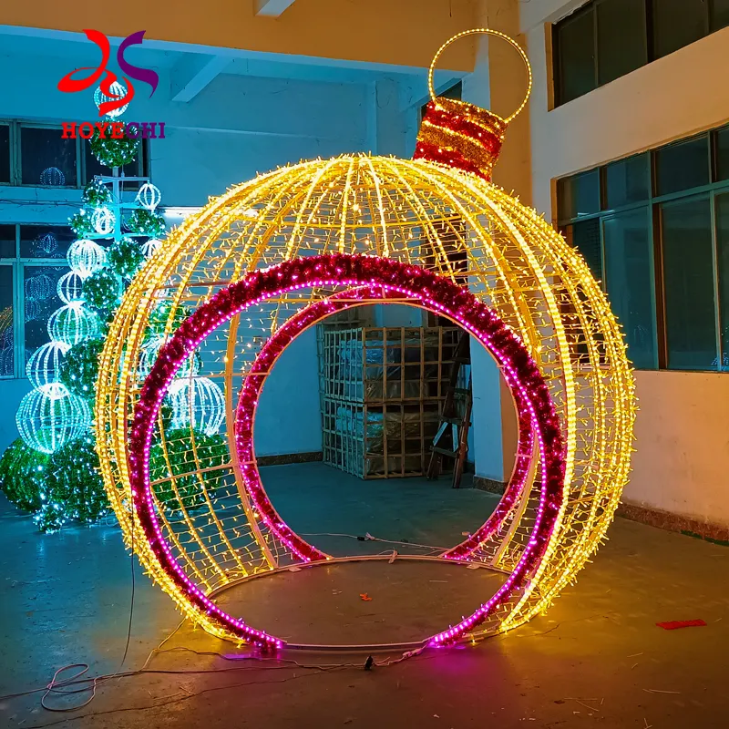 HOYECHI décoration lumineuse populaire et colorée extérieure étanche 3D led motif lumière décoration géante boule de noël MOTIF LIGHT