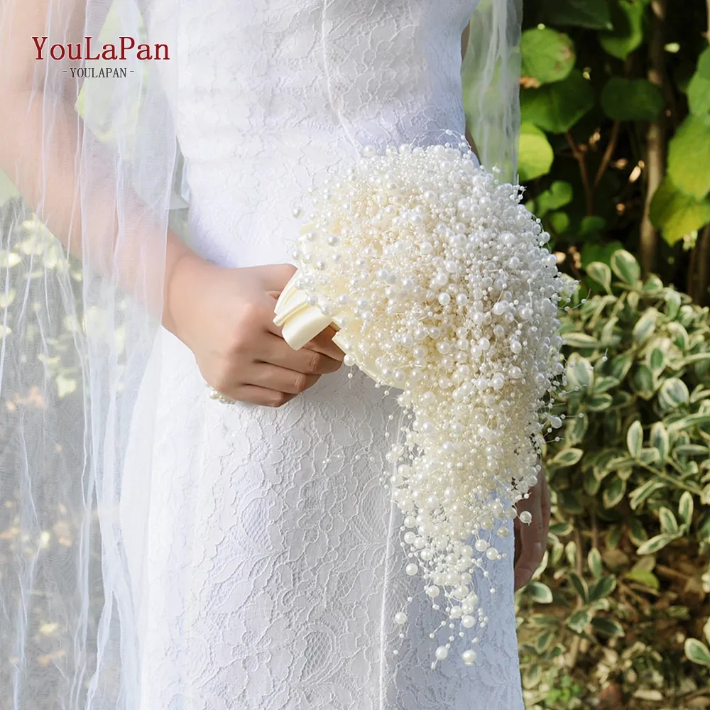 YouLaPan-ramo de flores de boda hecho a mano, ramo de flores de lujo de estilo europeo y americano, perlas completas