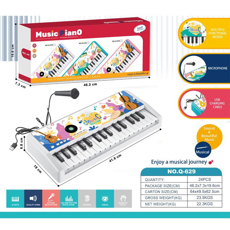 32-key electronic keyboard with microphone (white)