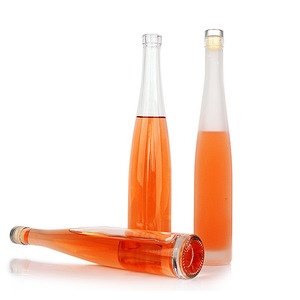 Yüksek kaliteli kalınlaşmış cam şarap şişesi 375ml 1L kapasiteli özel Logo özelliği ile buzlu buz şarap şişesi ile vidalı kapak - Product Image 6
