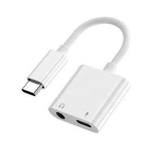 2合1 USB C至3.5毫米音频适配器usb-c AUX插孔，带24位96KHz DAC芯片，用于高分辨率音频耳机和充电器适配器 - Product Image 1