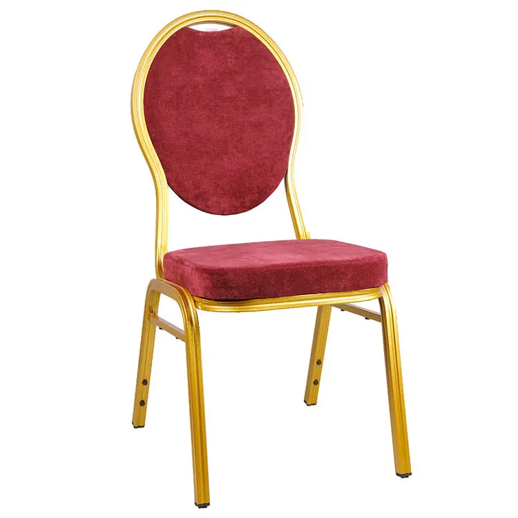 Silla de hotel con respaldo ovalado de terciopelo de tela elegante de alta calidad, venta al por mayor, sillas de banquete usadas apilables a la venta