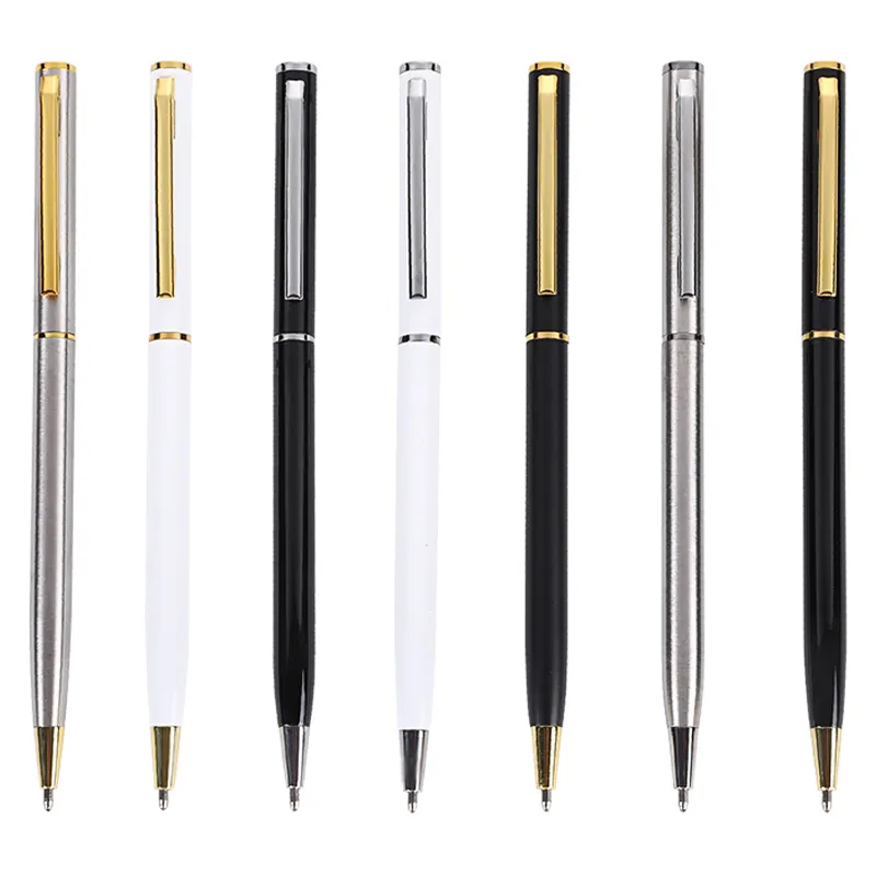 2024 sıcak satış ince tükenmez kalem kaliteli hediye lüks metal tükenmez kalem özel logo kalemler