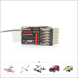 Radiolink ตัวรับสัญญาณวิทยุ R6DS 2.4GHz,6/10ช่อง SBUS/PWM/PPM สำหรับเครื่องบินโดรนปีกคงที่ AT9S Pro/ AT10II ตัวส่งสัญญาณ RX - Product Image 6