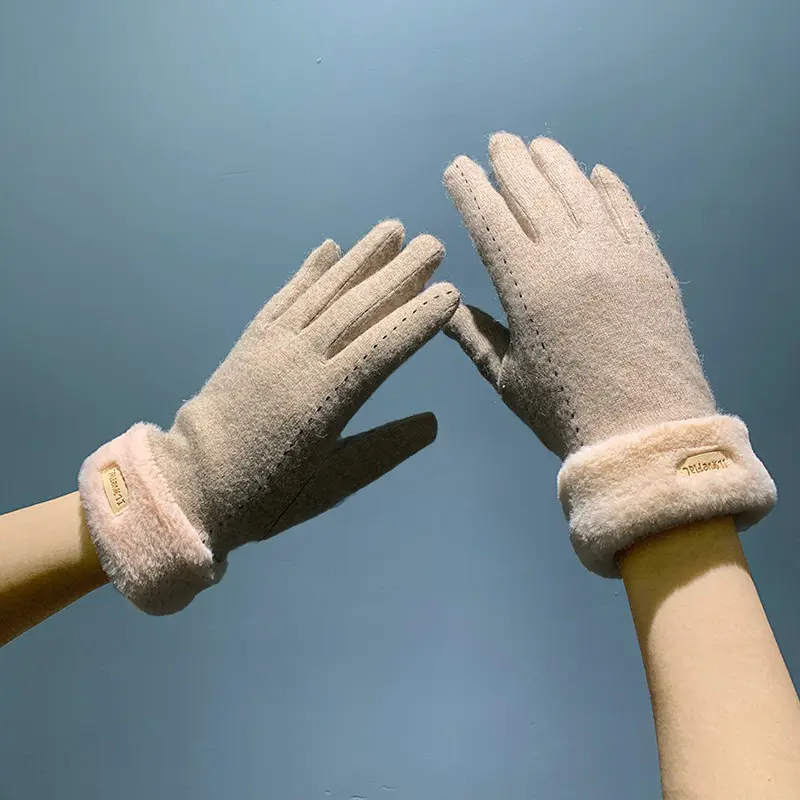 Gants en laine pour femmes, chaud et mignon, avec écran tactile, vente en gros, d'usine, à la mode, d'hiver