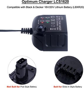 ที่ชาร์จแบตเตอรี่ LCS1620สำหรับแบตเตอร์รี่สำรองสีดำ & Decker 20V แบตเตอรี่ลิเธียม NiMH และ NiCd LBXR20แบตเตอรี่ LBXR2520 LBXR2020 - Product Image 3