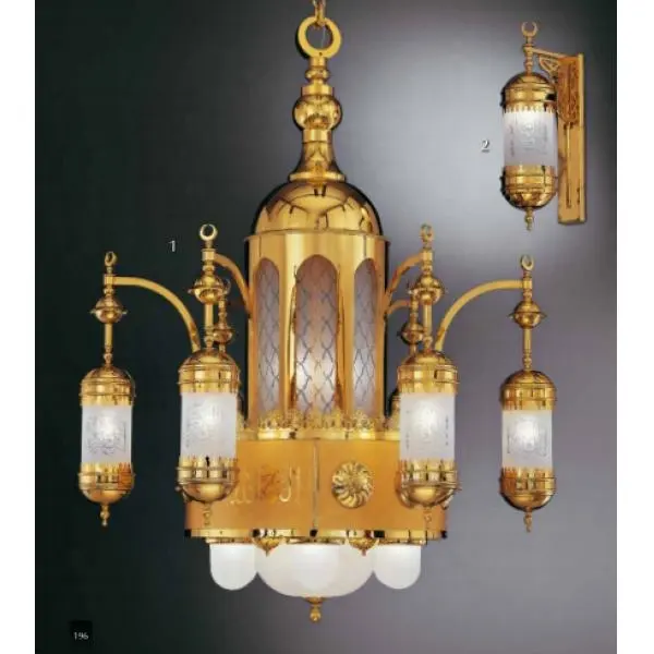 Lustre árabe brilhante iluminação de vidro, lustre islâmico de iluminação dourada, luz de vidro