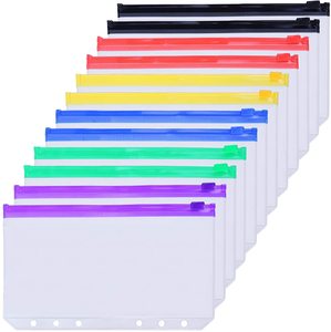 Archivador de documentos con 6 anillos y 6 orificios, carpeta para documentos, bolsas de hojas sueltas, transparente, impermeable, PVC, A6, bolsa con cremallera - Product Image 2